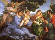 Lorenzo Lotto Madonna and child with Saints Catherine and James oil on canvas